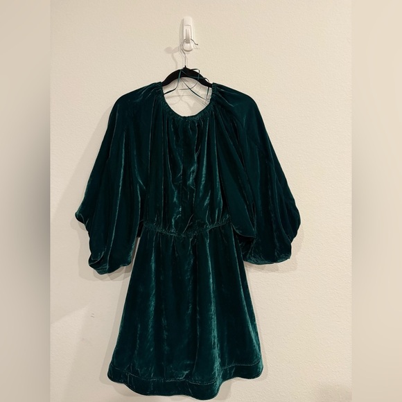 NWOT Free People Uncut Emerald Velvet Dress - Picture 5 of 6